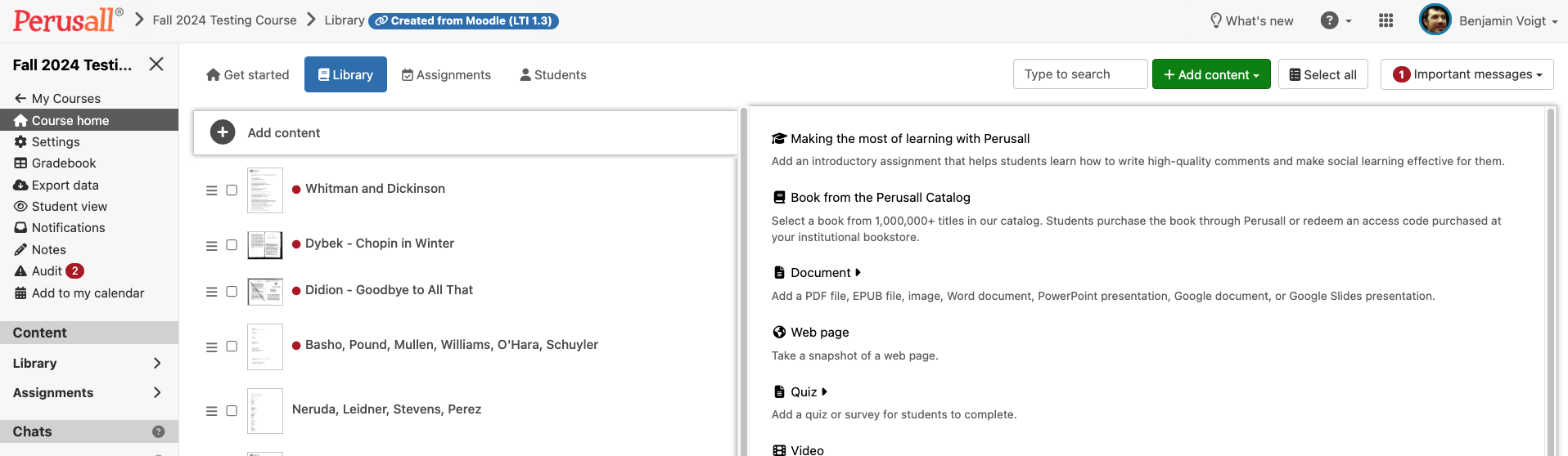 A general overview of the Perusall interface.